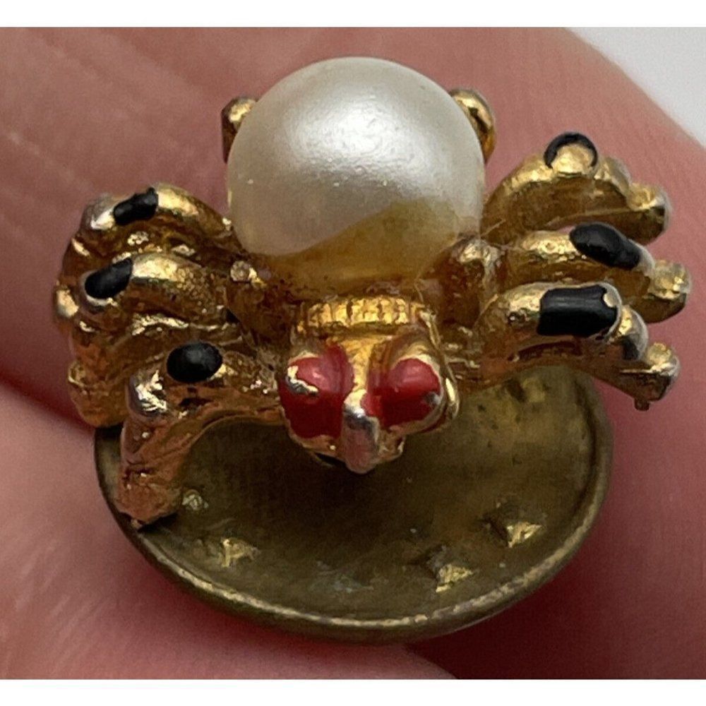 Vintage Faux Pearl Spider Brooch Pin Preowned Condition issues see photos